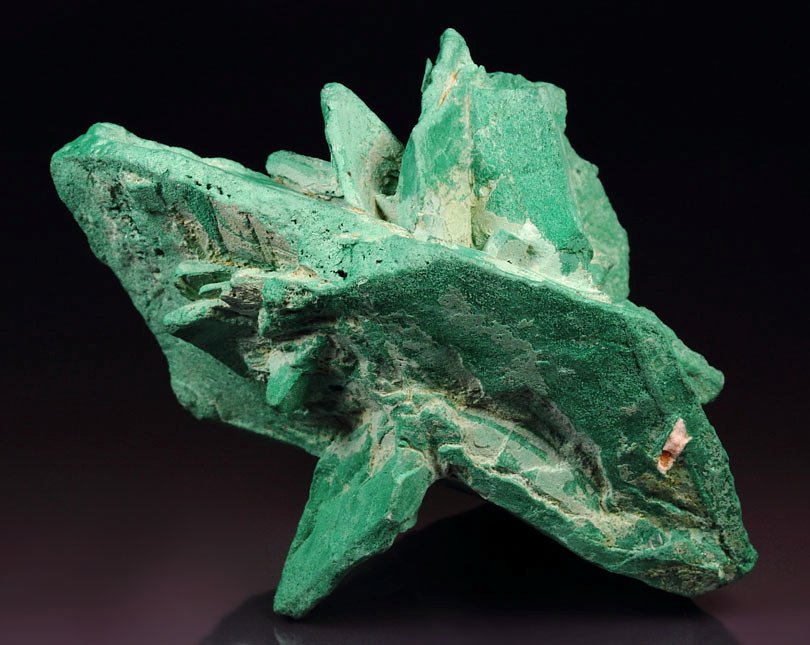 CALCITE pseudomorph after GLAUBERITE with man made green Copper coating - floater
