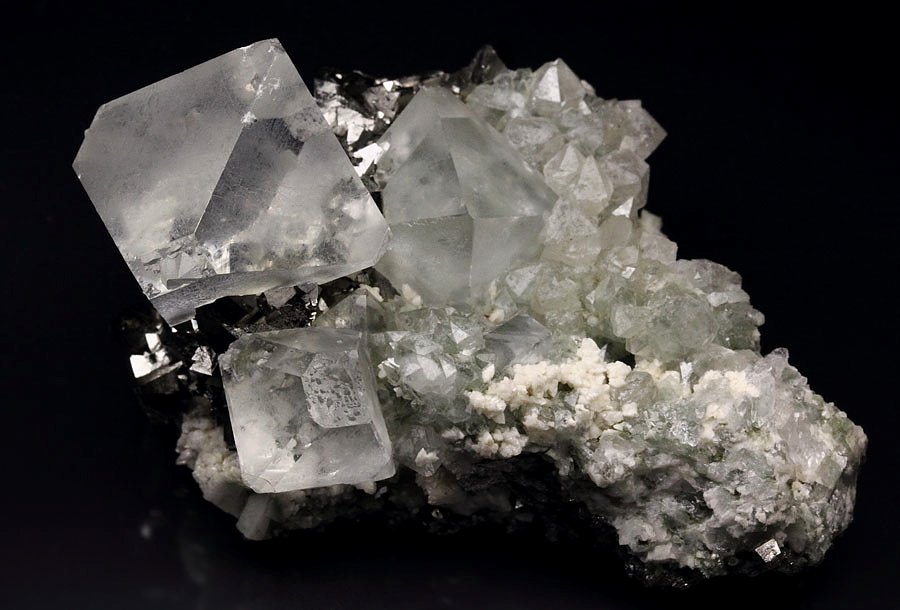 colorless FLUORITE, ARSENOPYRITE, QUARTZ