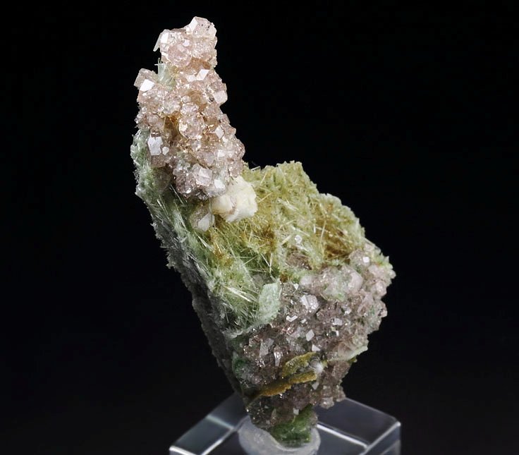 gem pink GARNET var. GROSSULAR with GREEN CORES, DIOPSIDE