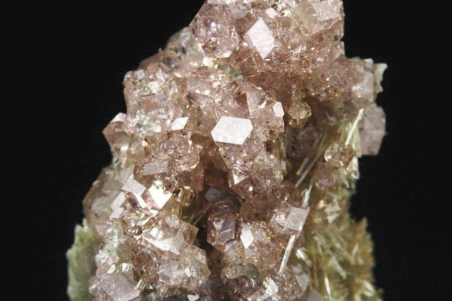 gem pink GARNET var. GROSSULAR with GREEN CORES, DIOPSIDE