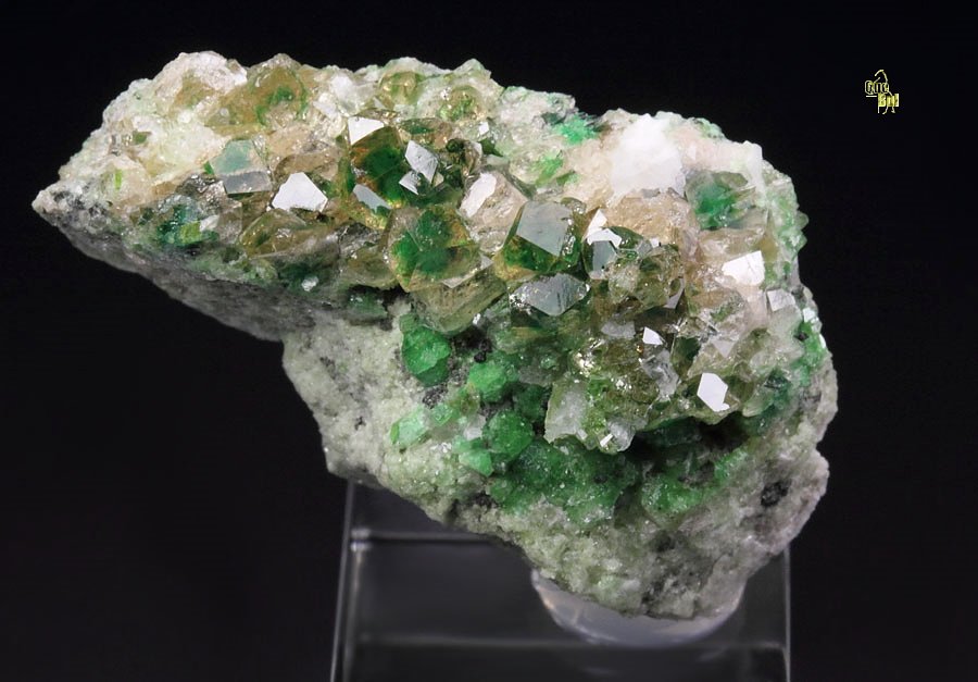 gem GARNET var. GROSSULAR with GREEN CHROMIAN PHANTOMS