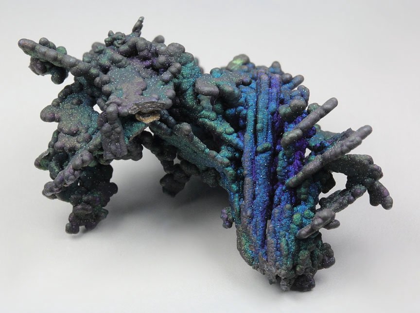 CHALCOCITE, DJURLEITE, iridescent CHALCOPYRITE