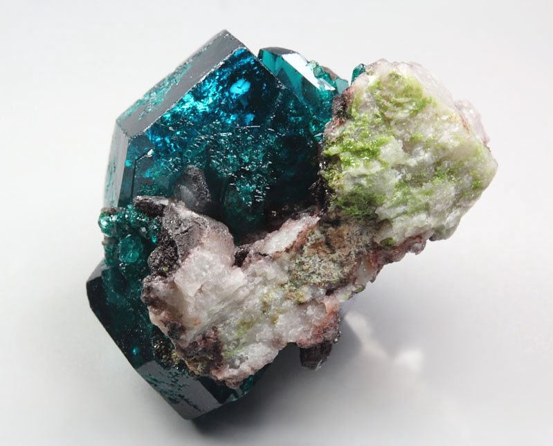 gem DIOPTASE, DUFTITE, QUARTZ