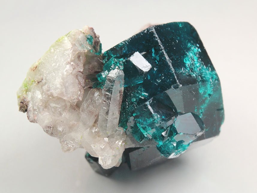 gem DIOPTASE, DUFTITE, QUARTZ