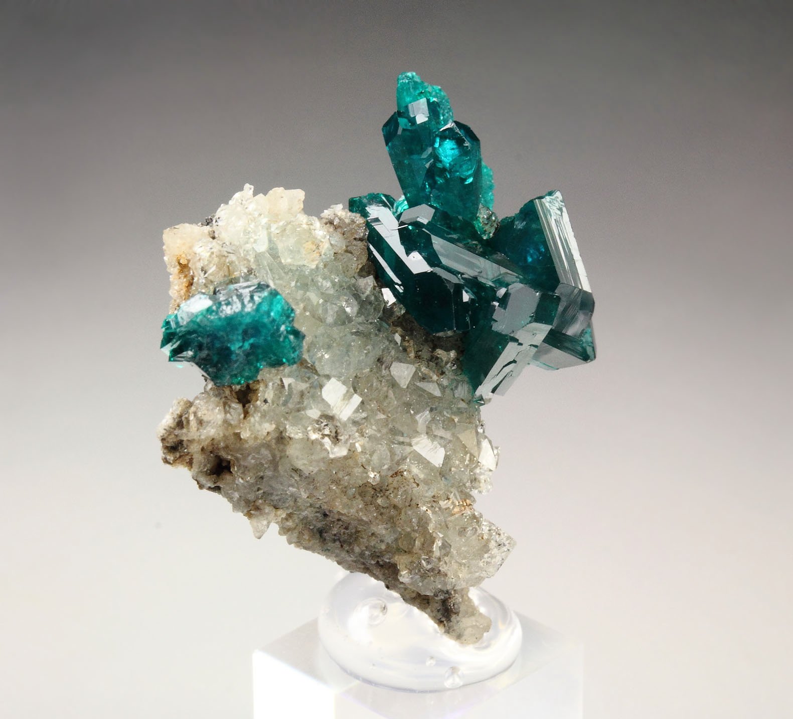 gem DIOPTASE bi-terminated, QUARTZ