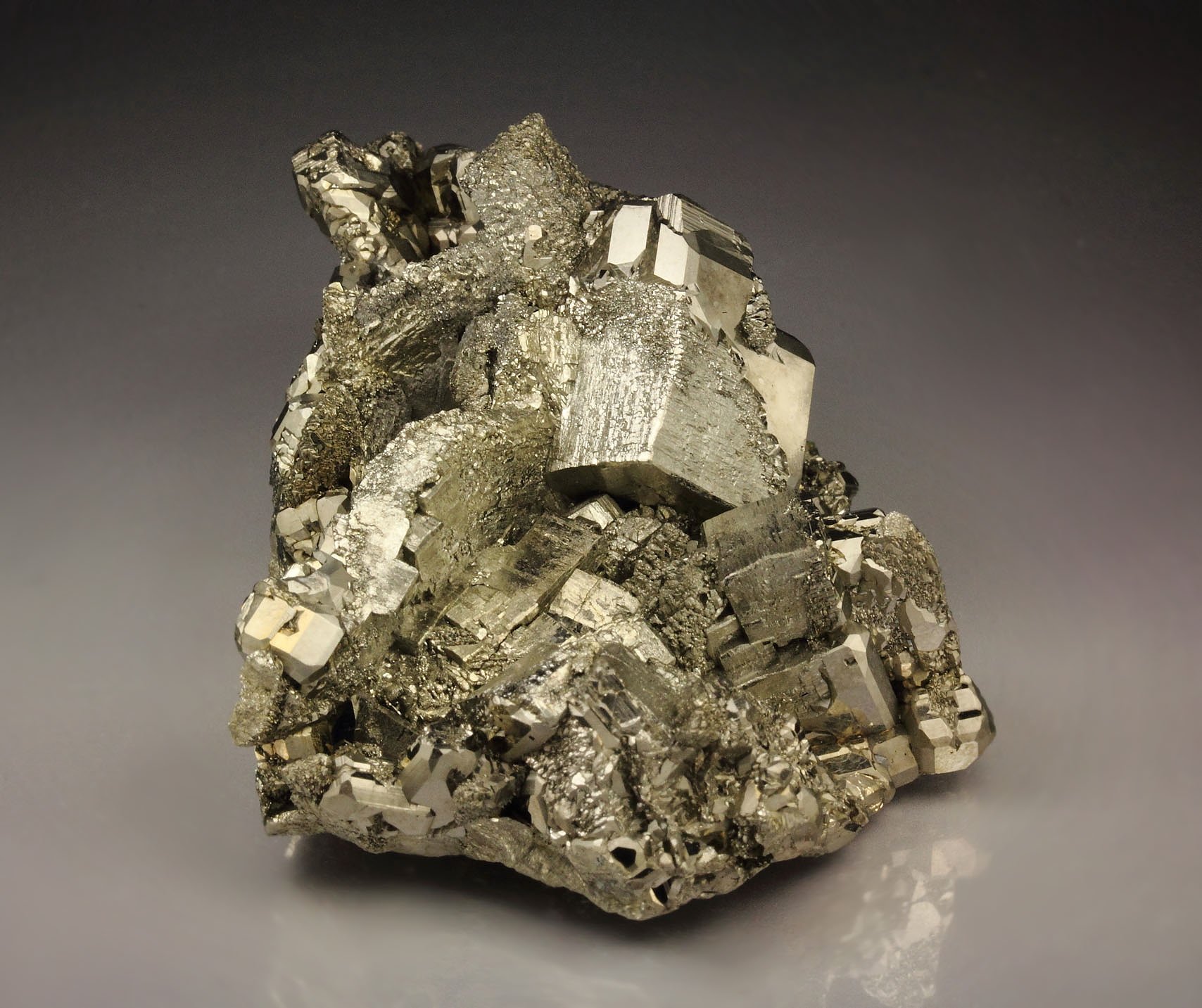 PYRITE pseudomorph after MARCASITE, epitaxial PYRITE