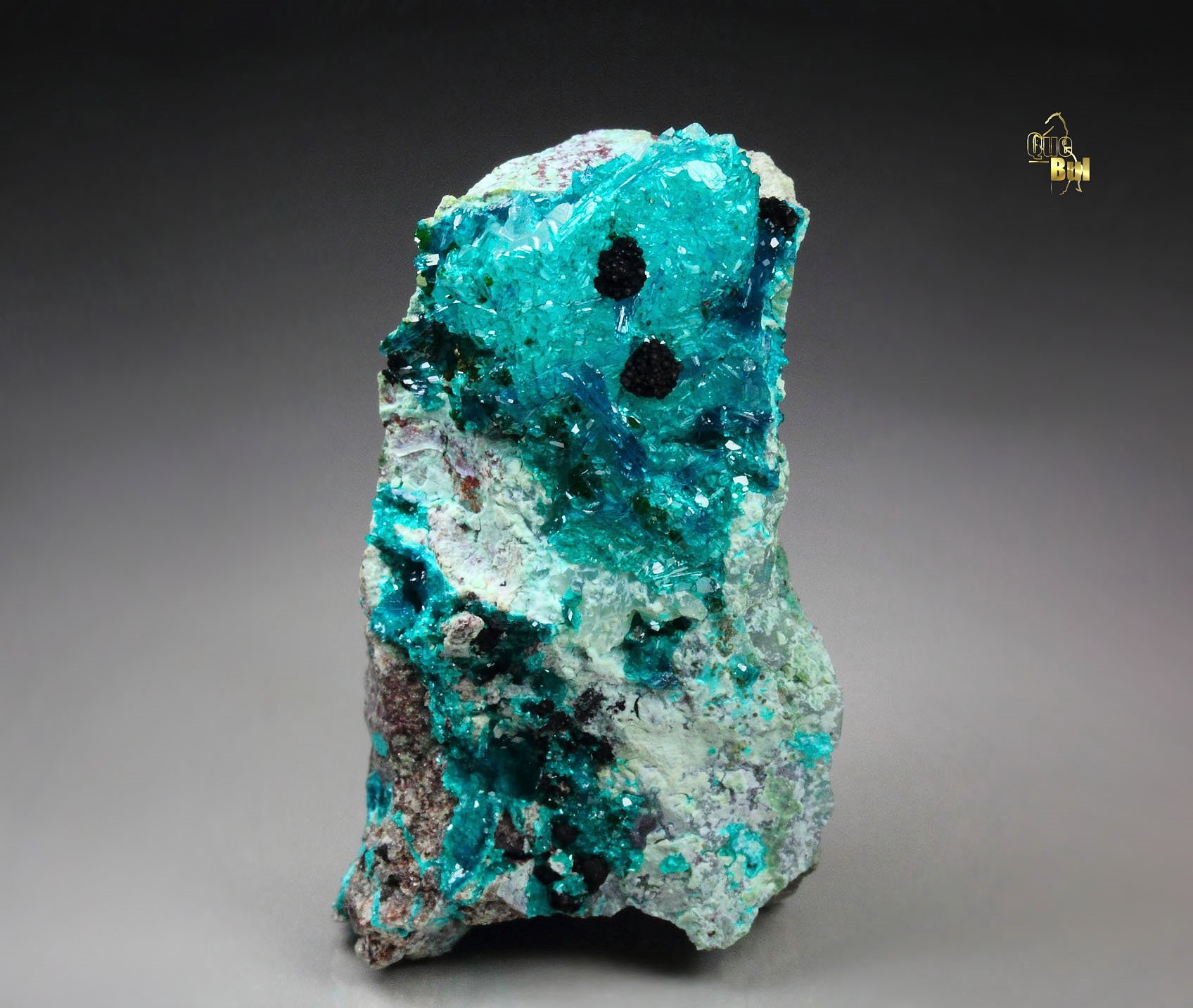 DIOPTASE, MOTTRAMITE, QUARTZ