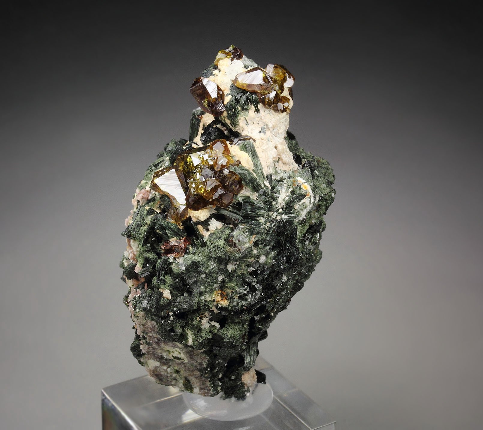 gem GARNET var. ANDRADITE var. TOPAZOLITE, ACTINOLITE