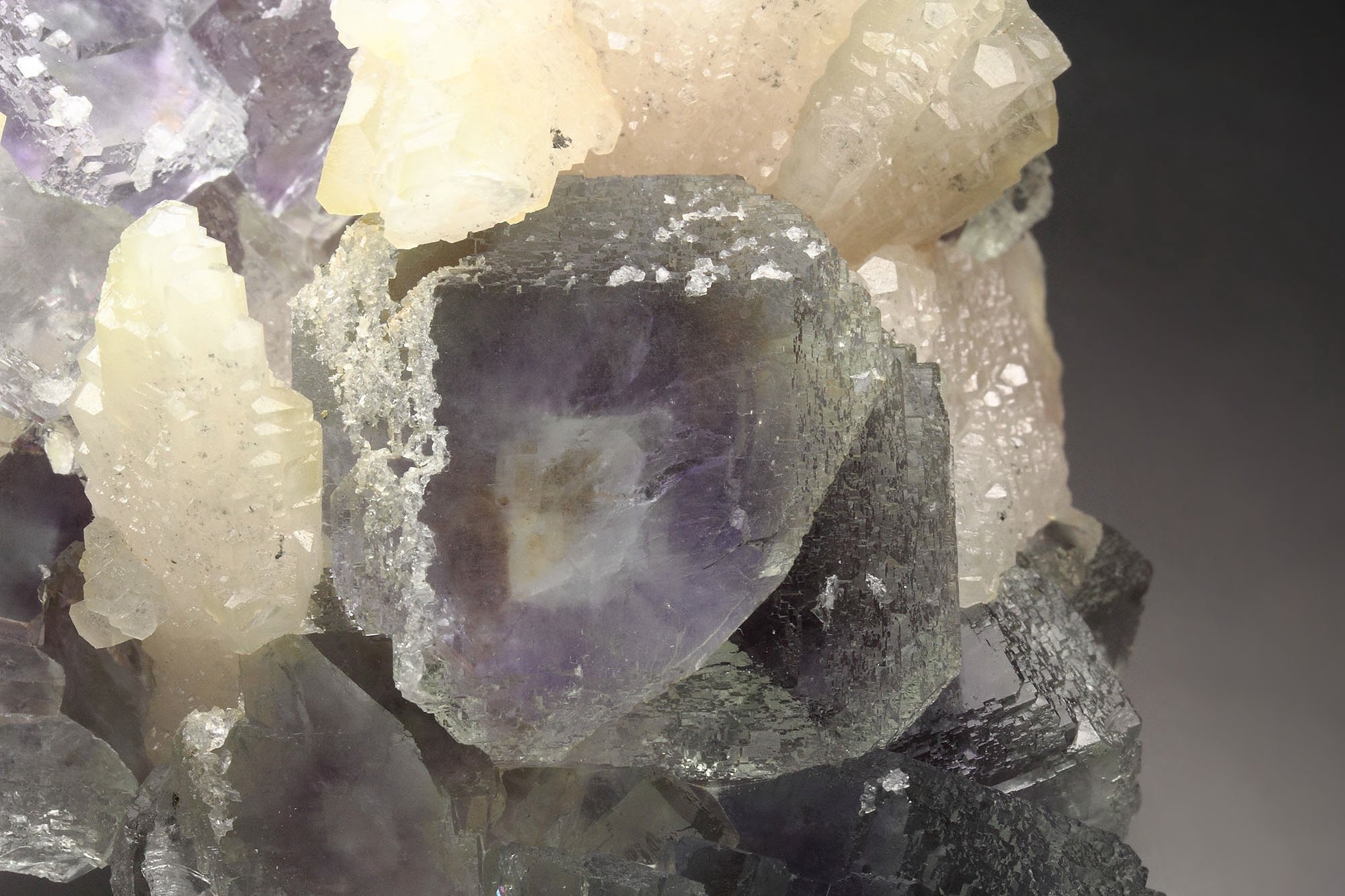 FLUORITE with PHANTOMS, CALCITE