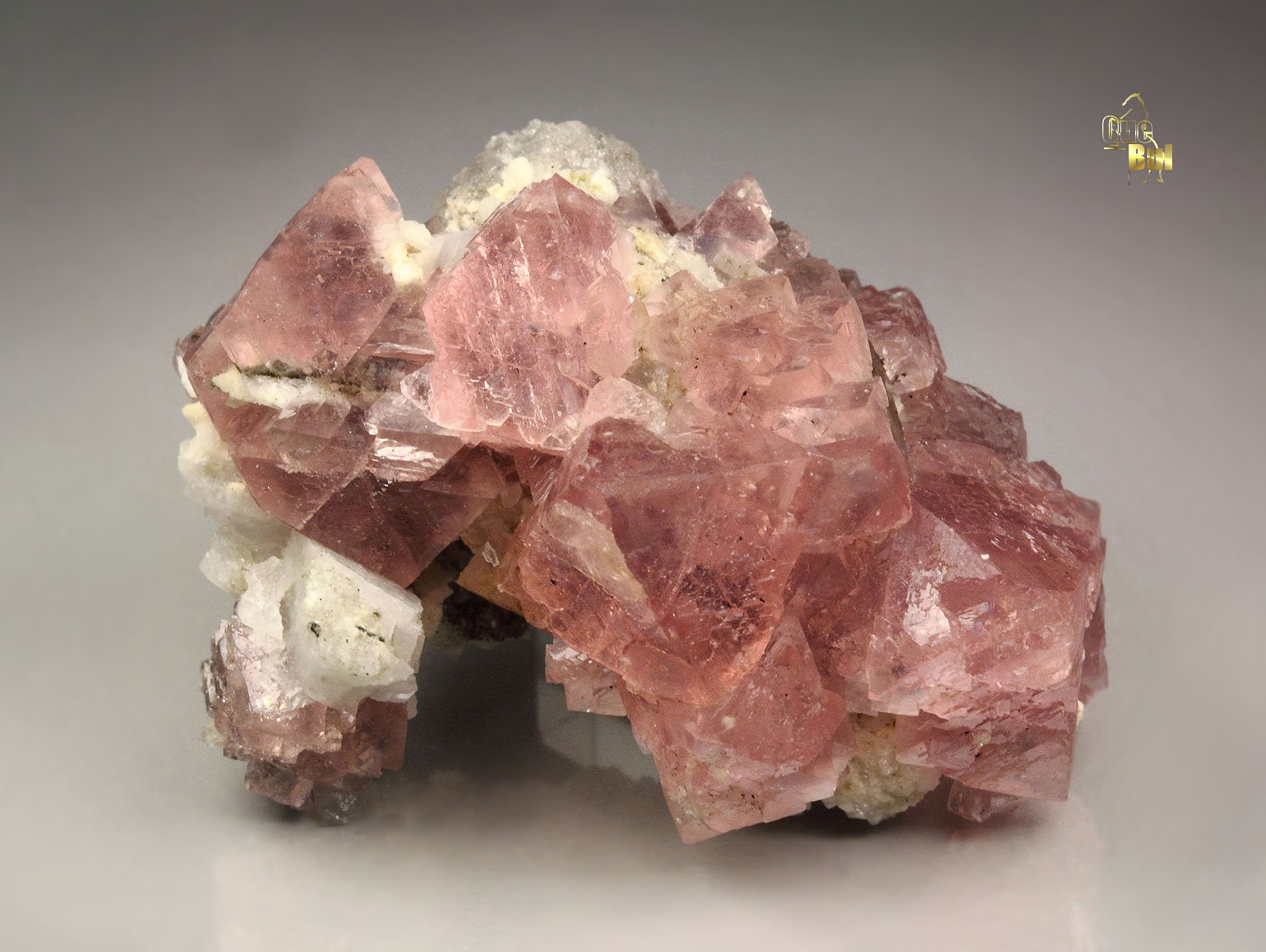 pink FLUORITE, K FELDSPAR var. ADULARIA