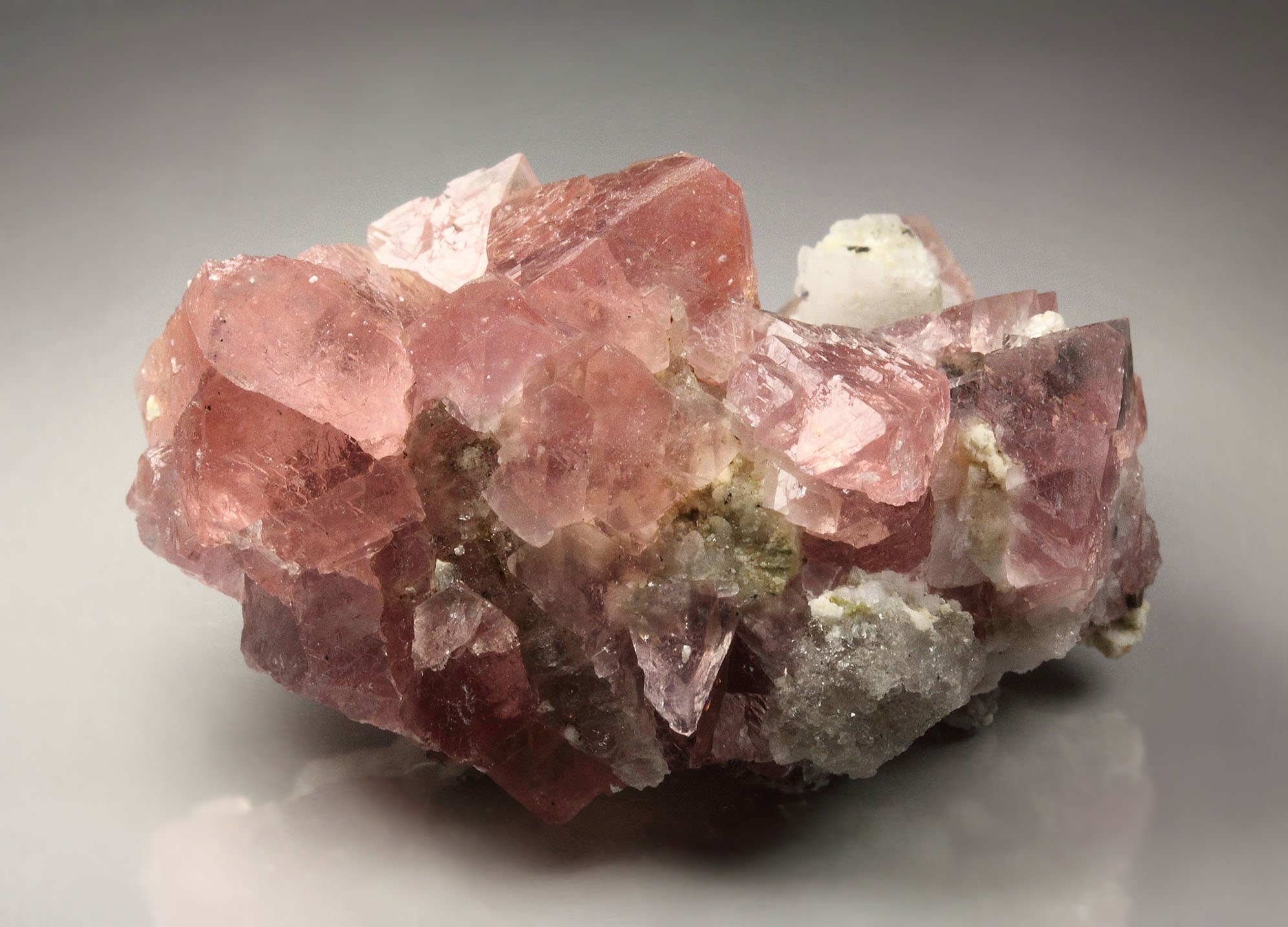 pink FLUORITE, K FELDSPAR var. ADULARIA