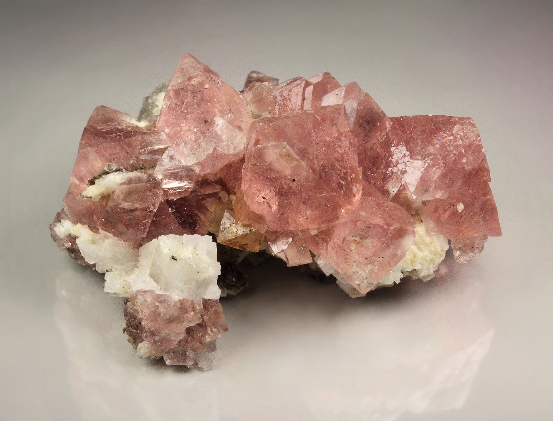 pink FLUORITE, K FELDSPAR var. ADULARIA