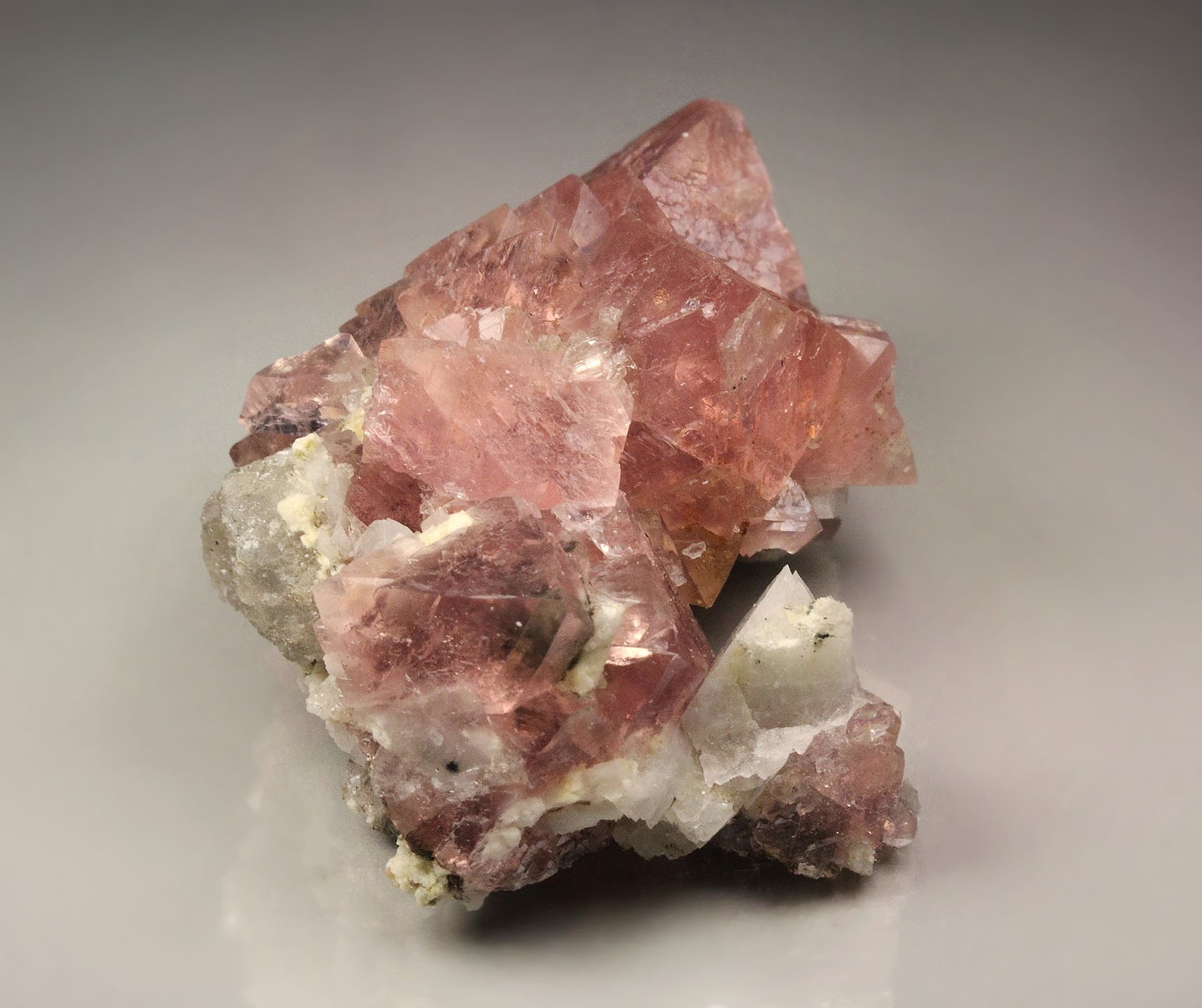 pink FLUORITE, K FELDSPAR var. ADULARIA