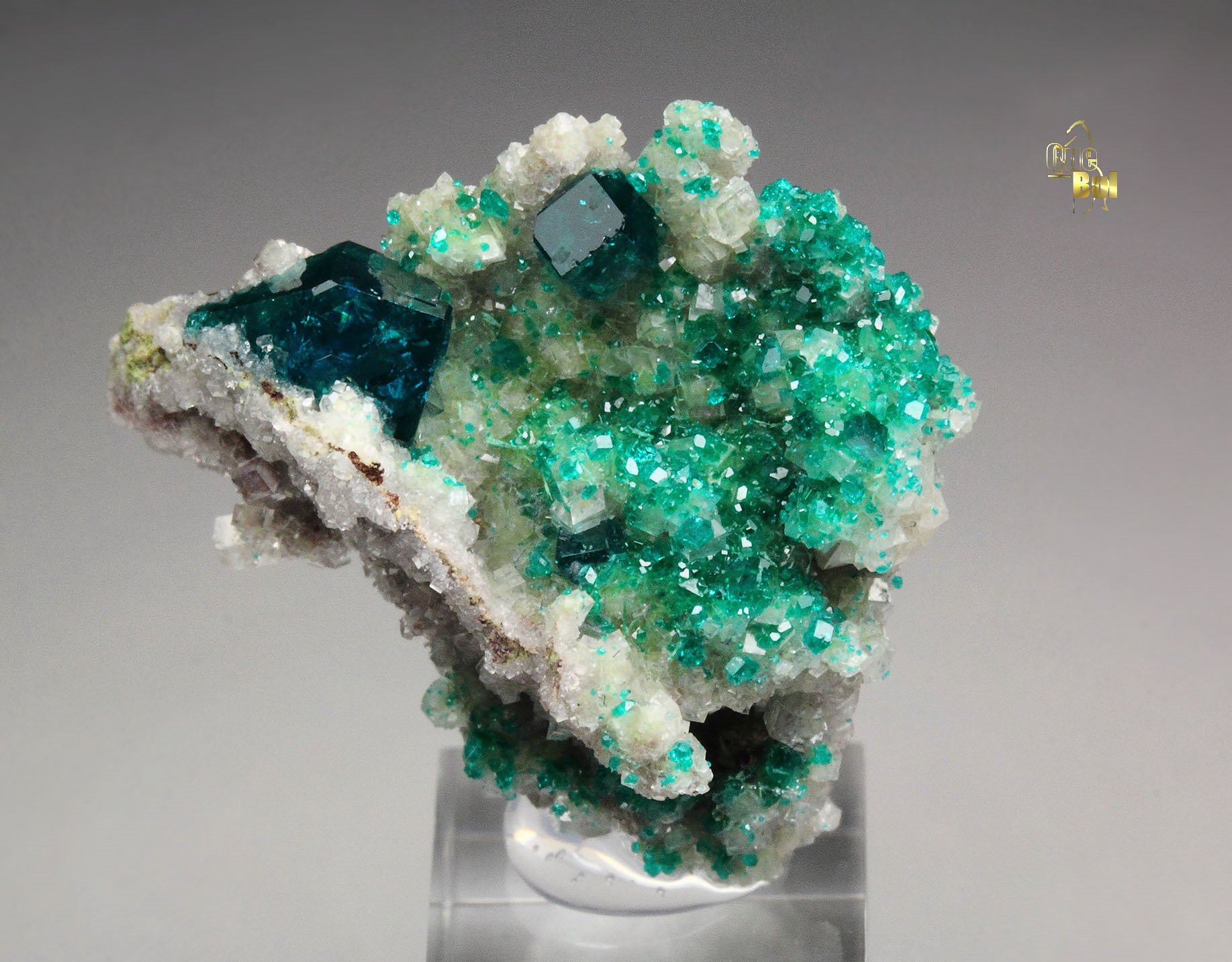 gemmy DIOPTASE, CALCITE