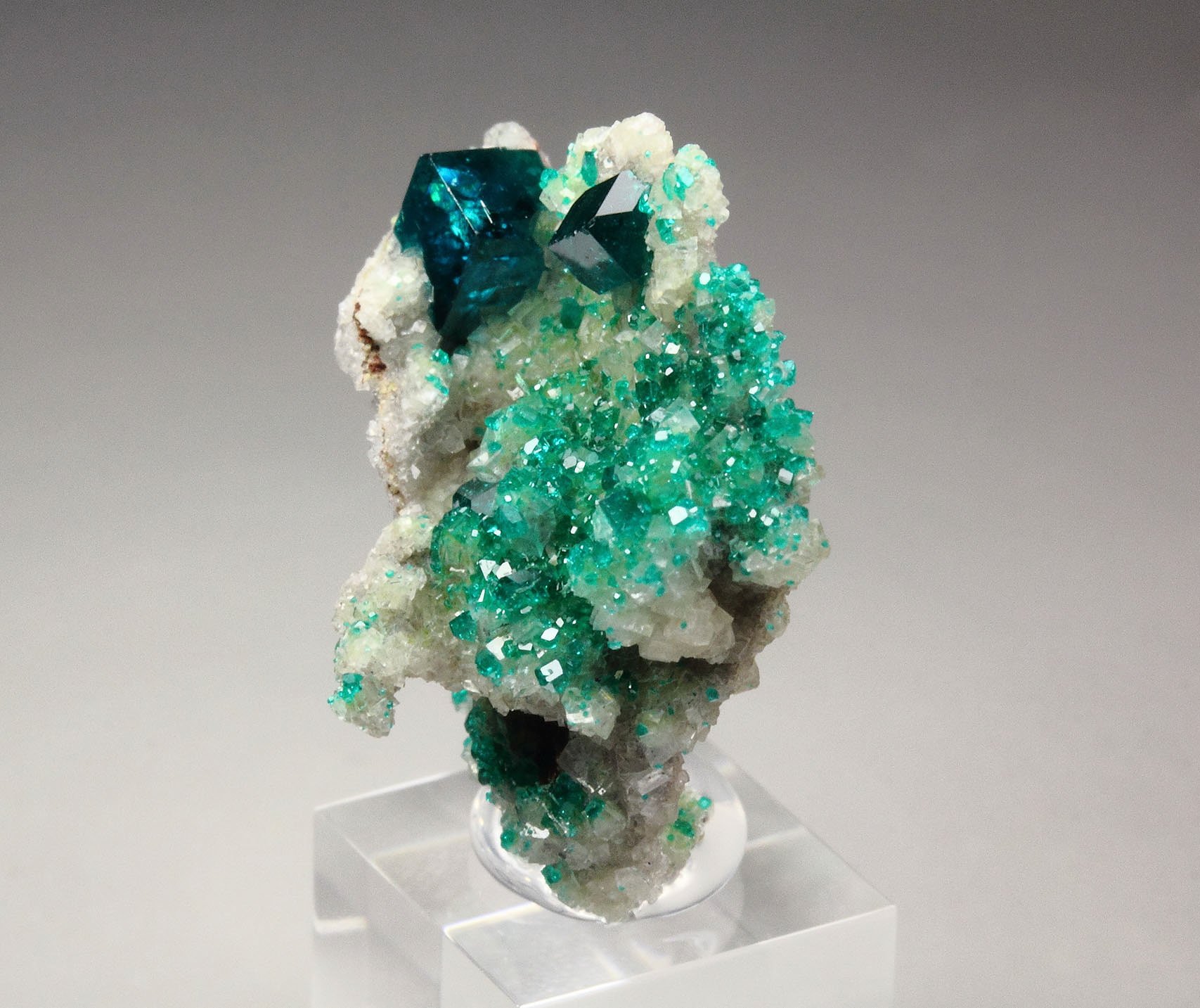 gemmy DIOPTASE, CALCITE