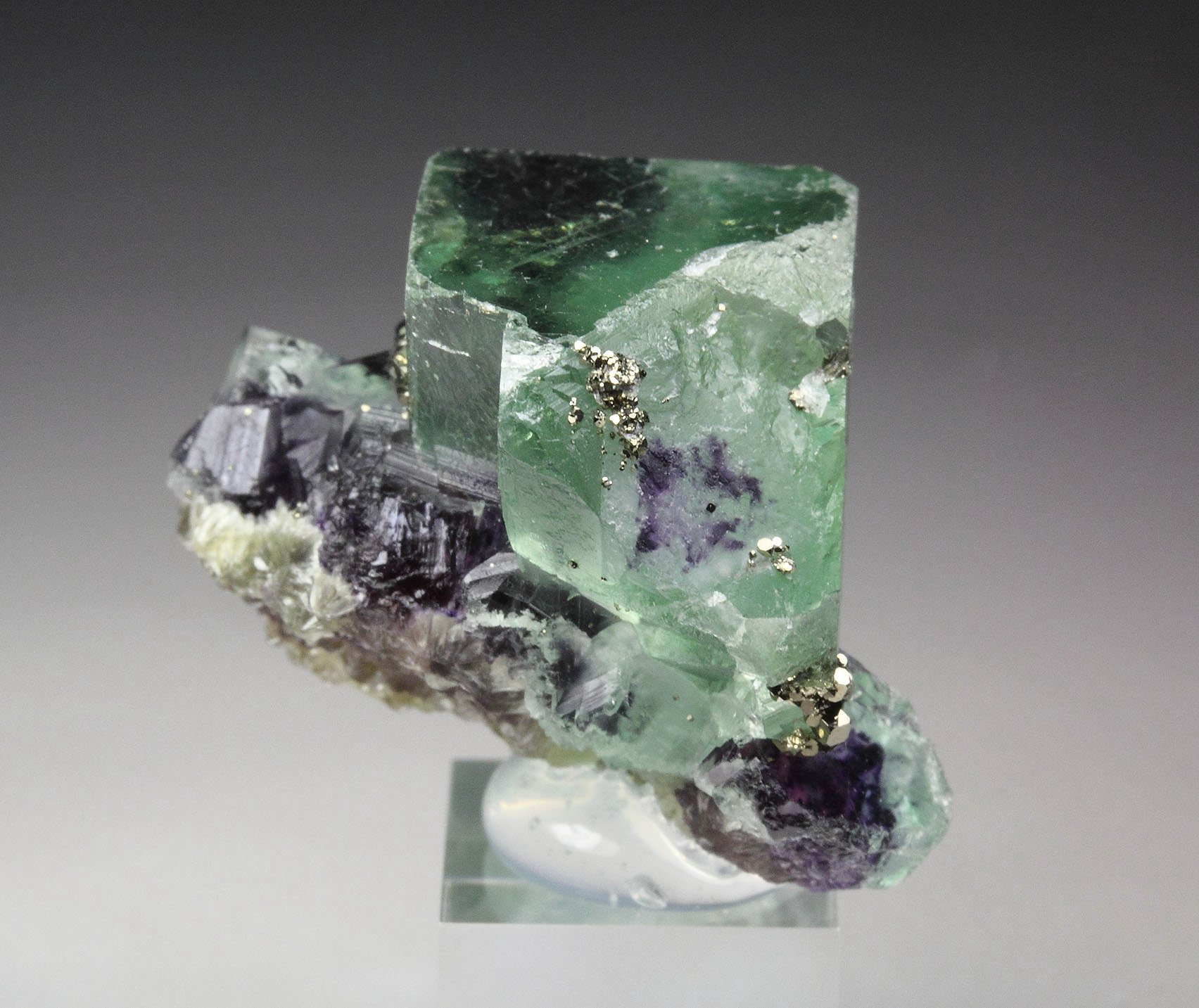 FLUORITE with PHANTOMS, PYRITE