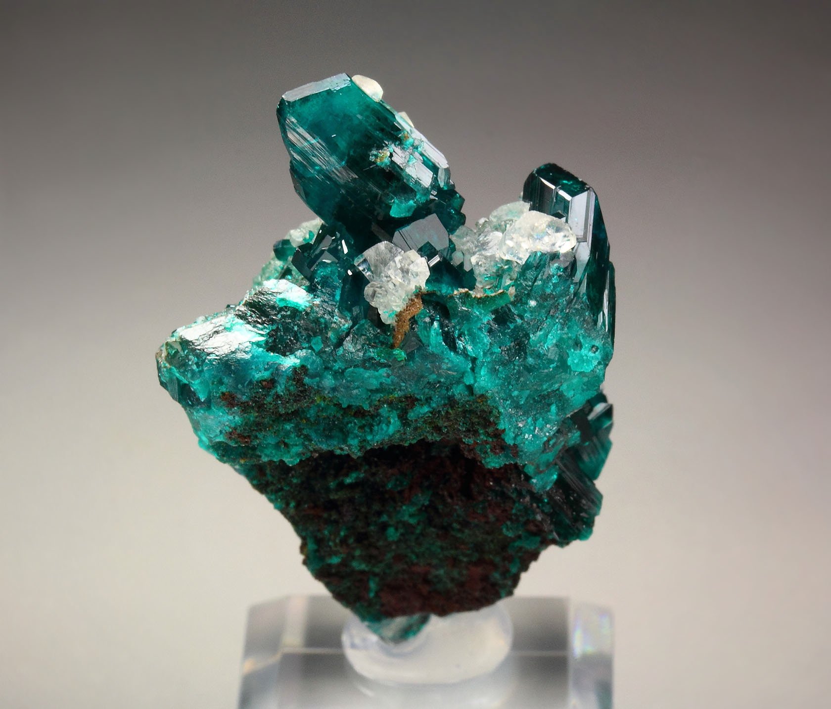 gemmy DIOPTASE, CALCITE