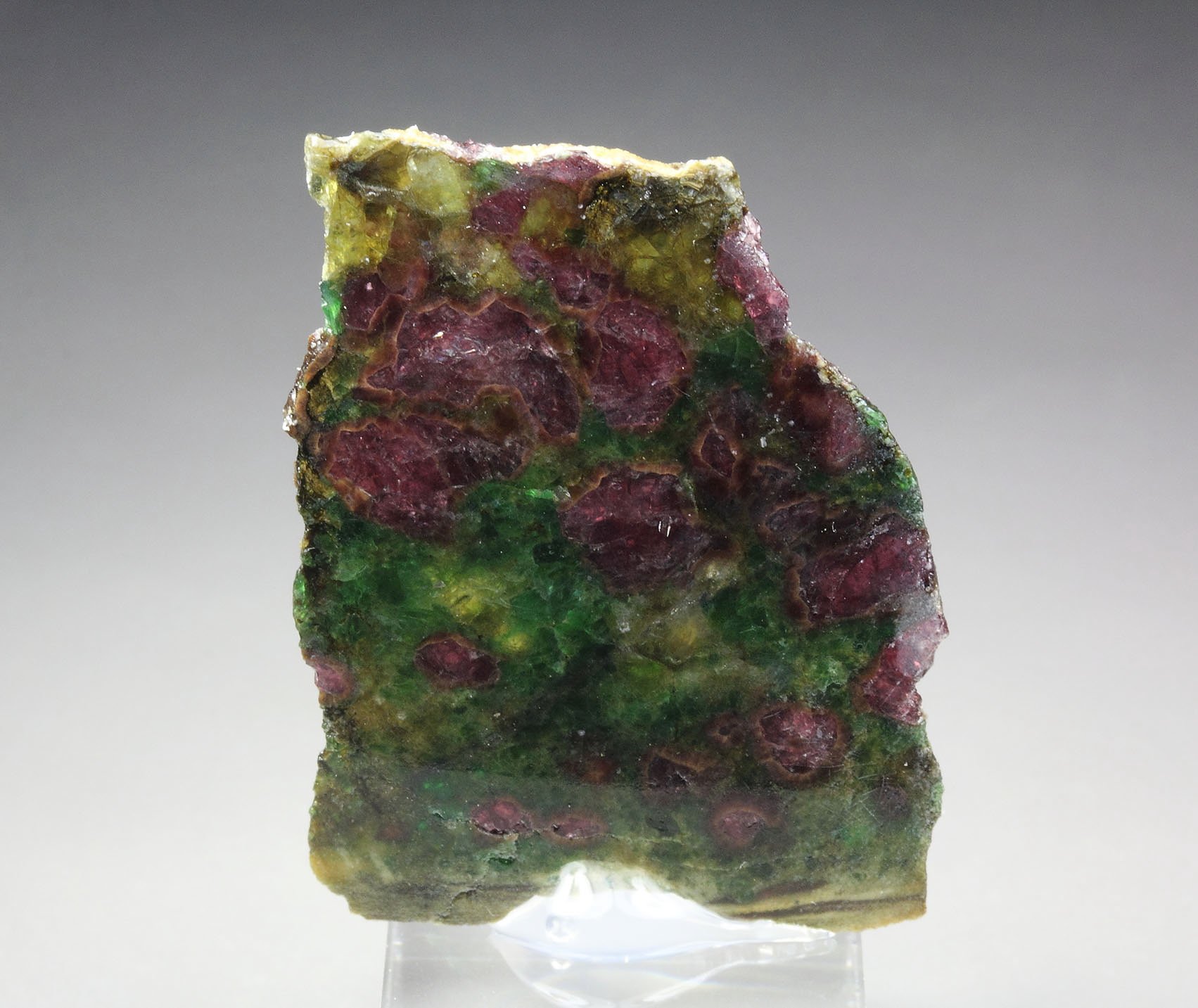 GARNET var. PYROPE, DIOPSIDE var. CHROMIUM-BEARING DIOPSIDE, ENSTATITE