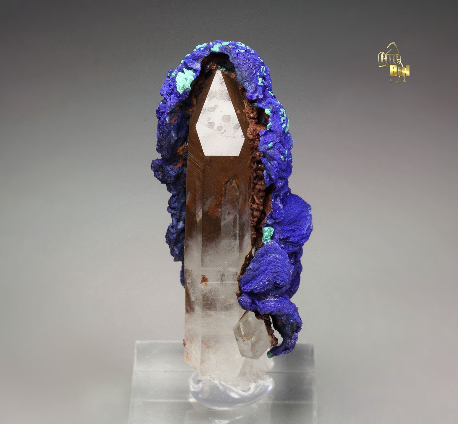 AZURITE, QUARTZ, MALACHITE pseudomorph