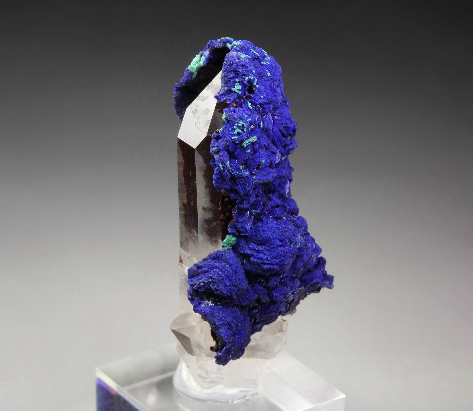 AZURITE, QUARTZ, MALACHITE pseudomorph