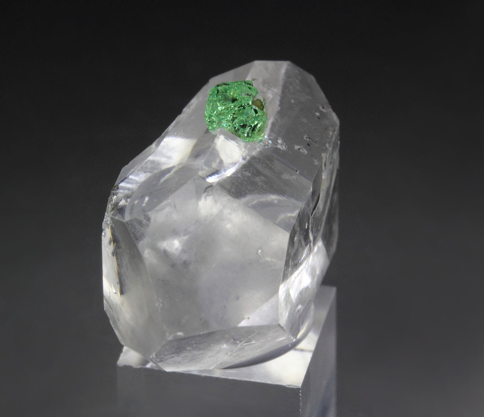 gem GARNET var. GROSSULAR var. TSAVORITE, QUARTZ bi-terminated