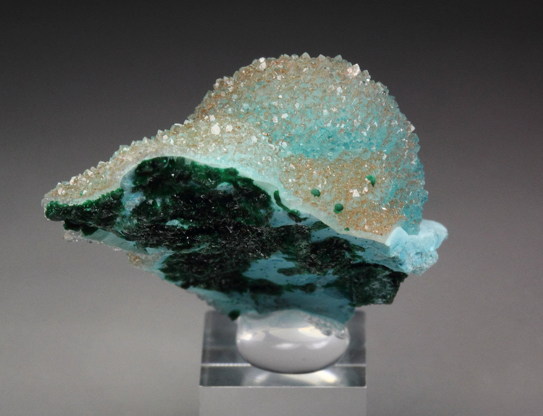 CHRYSOCOLLA pseudomorph, QUARTZ, MALACHITE 