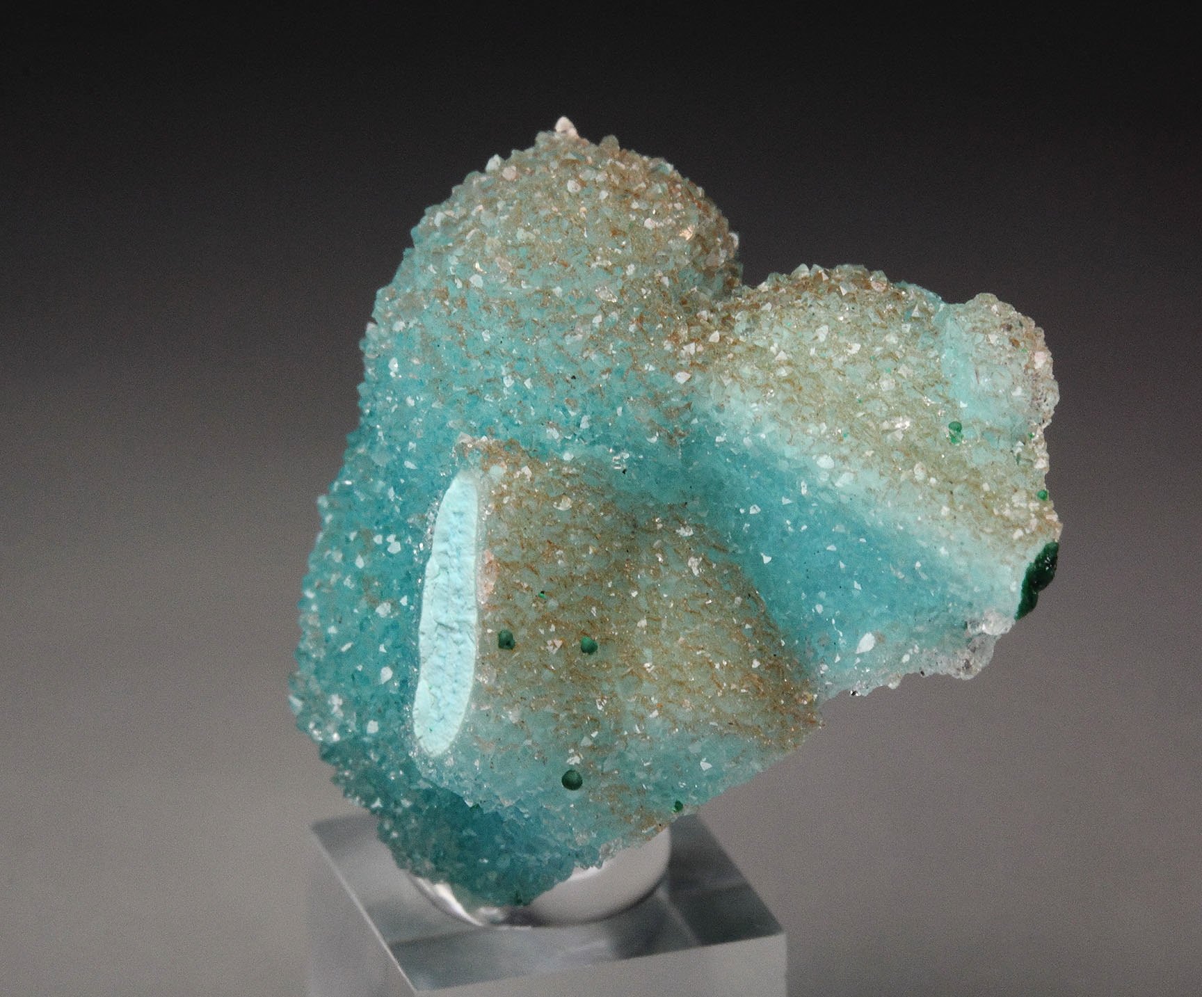 CHRYSOCOLLA pseudomorph, QUARTZ, MALACHITE 