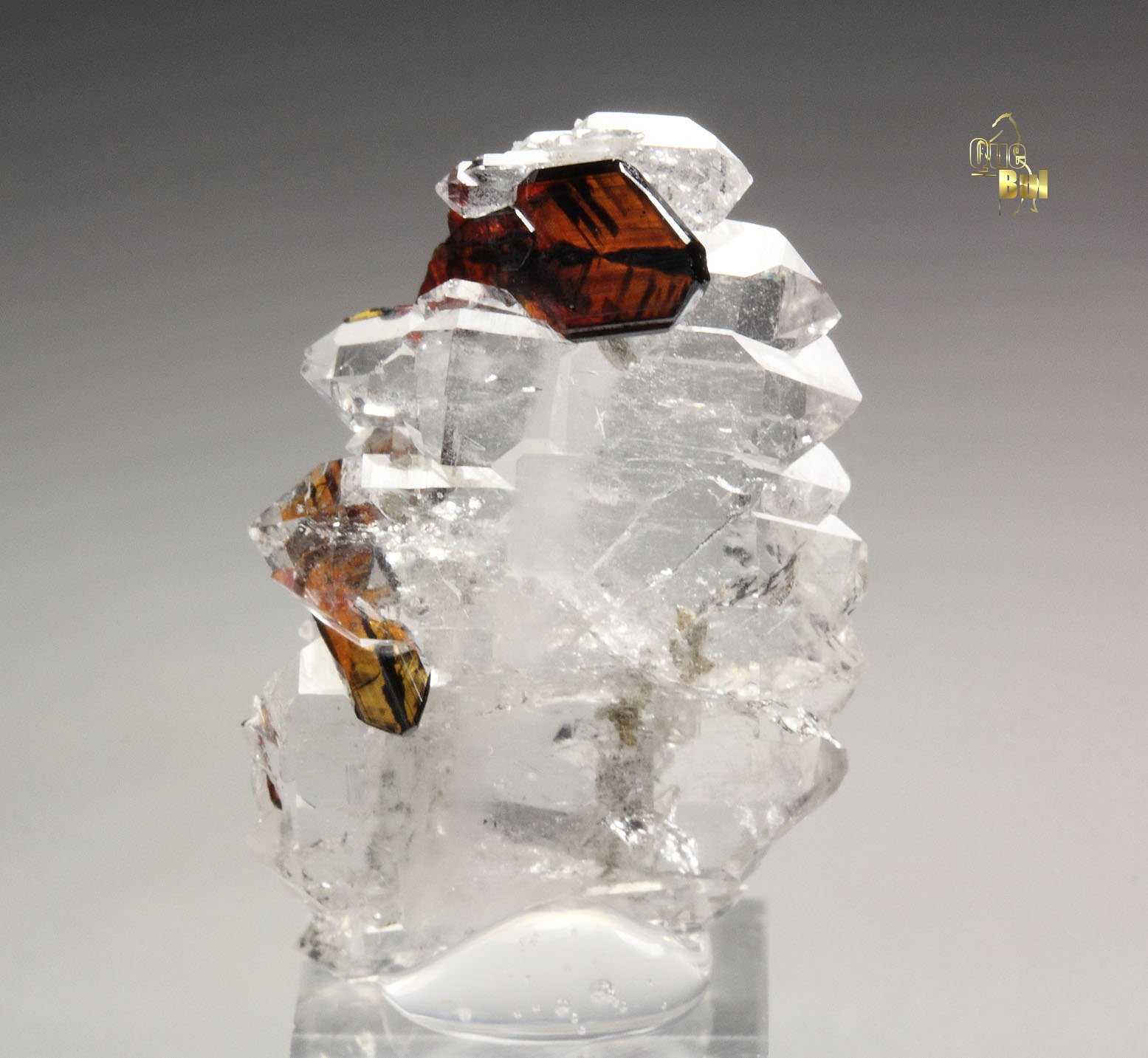 BROOKITE, QUARTZ var. FADEN